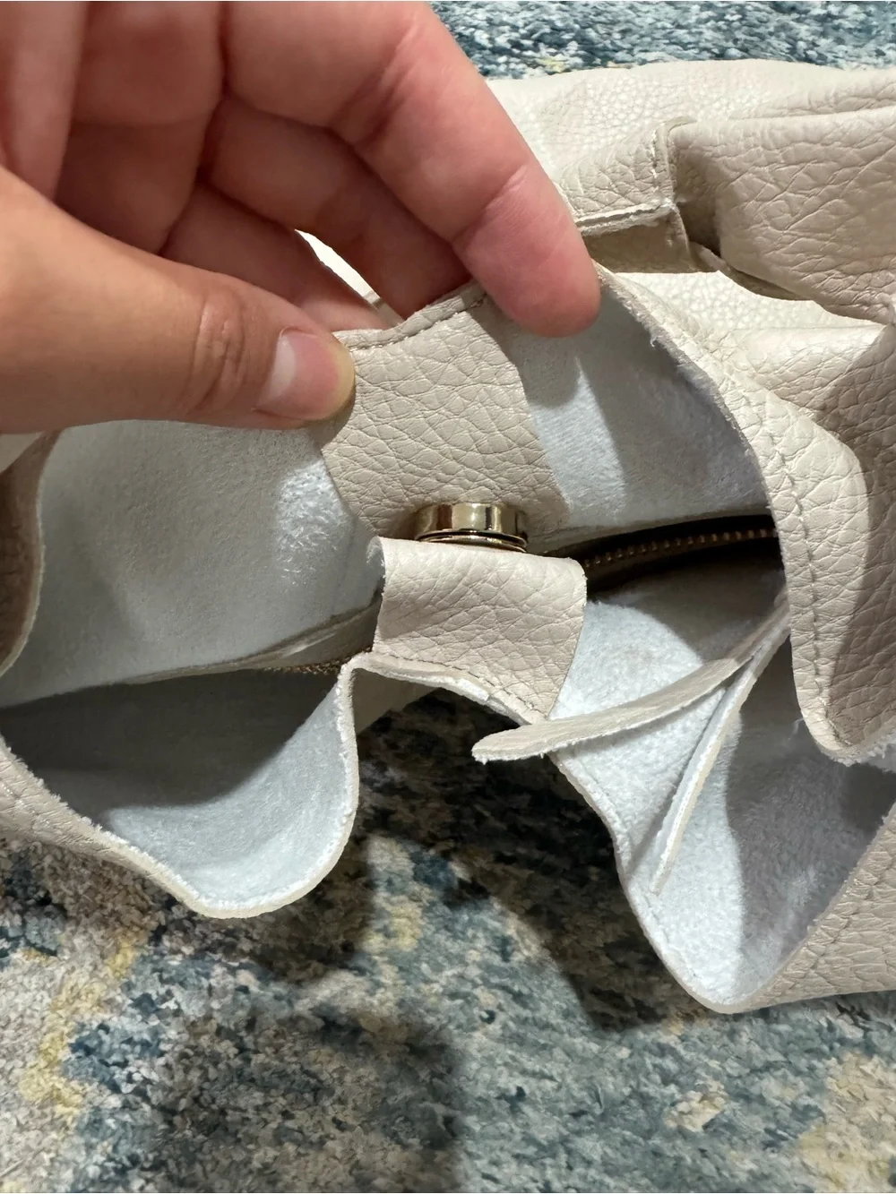 Soft Pebbled Hobo Bag in Light Beige